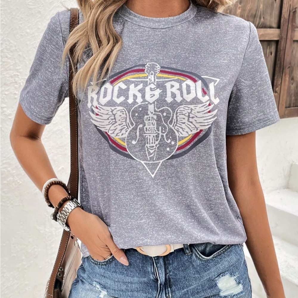 Gray Rock & Roll Graphic Tee
